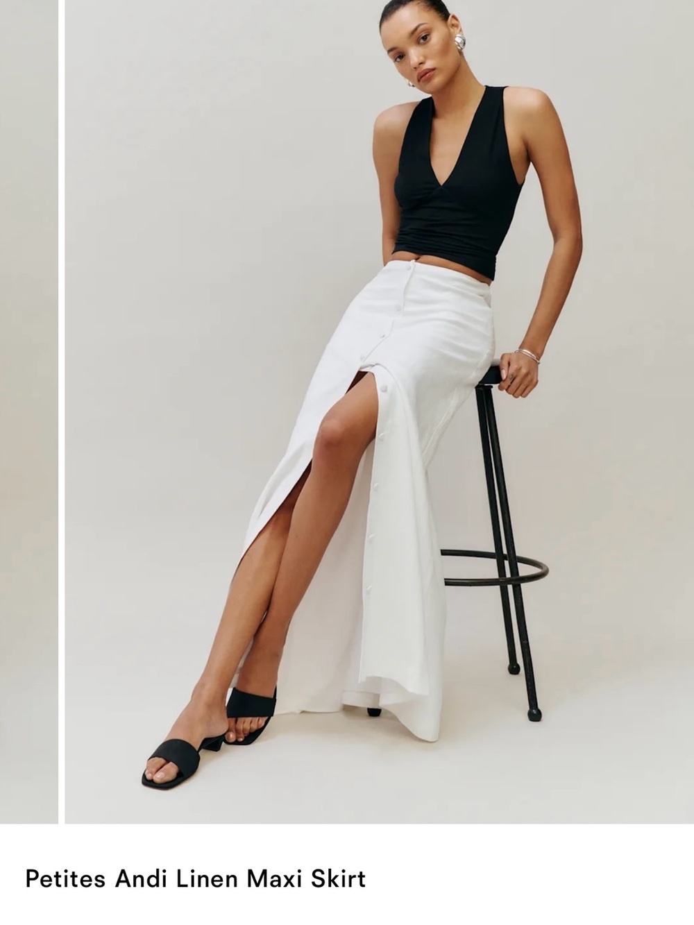 Reformation White Andi Linen Maxi Skirt